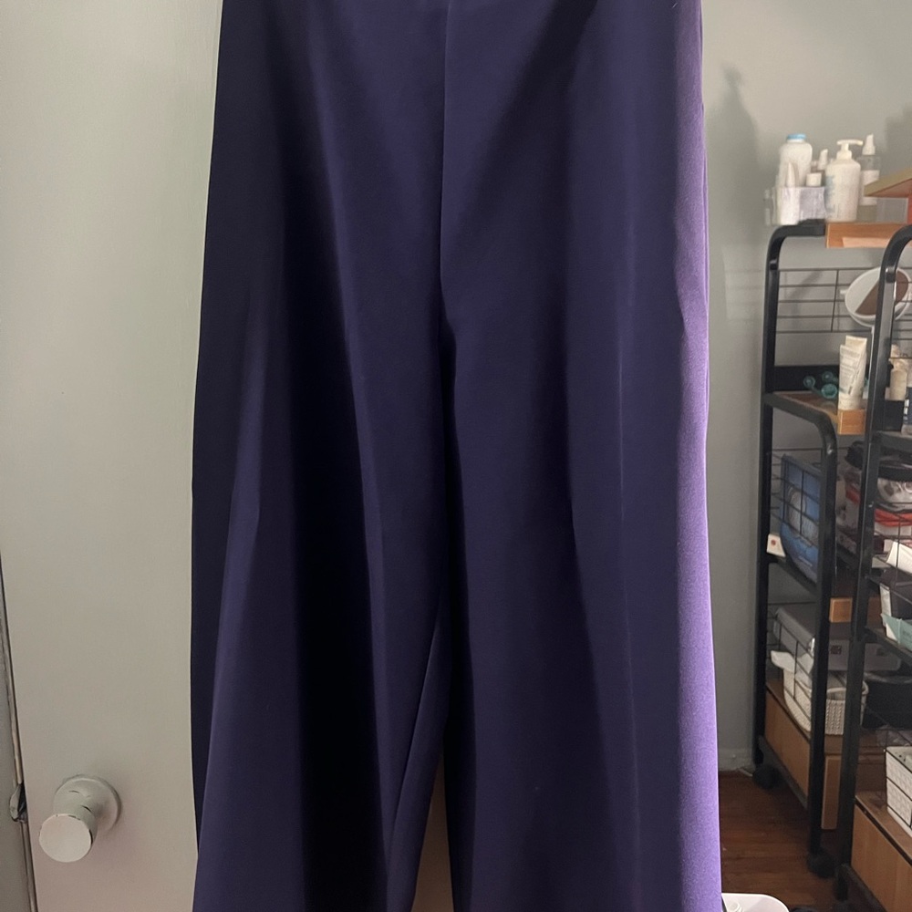 Purple High-Waisted Capris with Flowing Fit